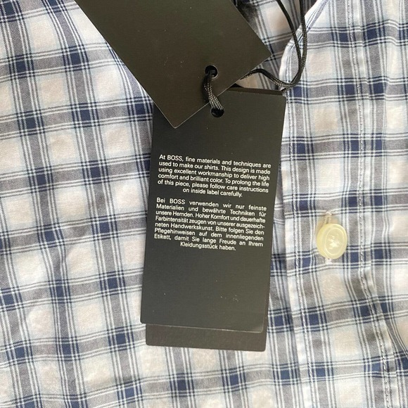 Hugo Boss Black Label Cotton Long Sleeve Shirt XXL White Checkered Dress Shirt - Picture 7 of 10